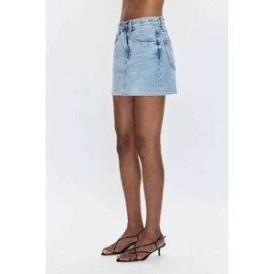 Pistola Denim Mini Skirt High Rise Light Wash 32 Blue Womens